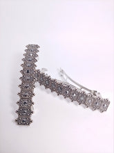 Load image into Gallery viewer, Black Onyx Hair Barrette, Silver Hair Barrettes, Vintage Style Barrette,
