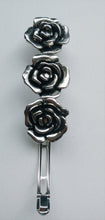 Load image into Gallery viewer, Silver Rose Barrette, Large Rose Hair Clip for women,