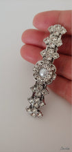Load image into Gallery viewer, Silver Flower, Clear Rhinestone, Pearl Barrette, Crystal Gems, Wedding Accessories, Bridal Barrette, Bridal Hair Barrette, Bridal Hair Clip