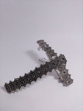 Load image into Gallery viewer, Black Onyx Hair Barrette, Silver Hair Barrettes, Vintage Style Barrette,