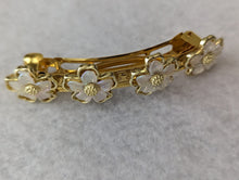 Load image into Gallery viewer, Gold & White Floral Hair Barrette , Gold-Tone Summer Hair Clips for Her, Spring Hair Accessories