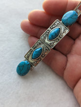 Load image into Gallery viewer, Turquoise Hair Barrettes, Western Style Hair Barrettes, Tribal Hair Clips, Boho Hair Jewelry, Cowgirl Accessories