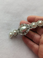 Load image into Gallery viewer, Grey Bridal Hair Barrettes, Wedding Hair Accessories, Silver & Pearl Wedding Hair Clips