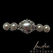 Load image into Gallery viewer, Grey Bridal Hair Barrettes, Wedding Hair Accessories, Silver & Pearl Wedding Hair Clips