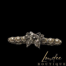 Load image into Gallery viewer, Silver Butterfly Barrette, Butterfly, Rhinestones Hair Clip, Beaded Hair Slide, Pearl Clips, Bridal Accessories