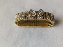 Load image into Gallery viewer, Gold Tone Crystal Bracelet, Butterfly Bracelet, Stretchy Bracelet, Sparkling Jewelry, Crystal Butterfly, Bling Bracelet, Glamorous Jewelry,