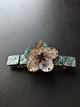 Load image into Gallery viewer, Abalone Floral Barrette, Abalone Hair Clip, Flower Barrette, Gift for Her, Barrettes for Women, Multicolor Flowers, Beaded Barrettes