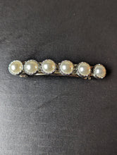 Load image into Gallery viewer, Pearl Barrettes, Silver and Pearl, Beaded Barrettes, Beaded Clips, Wedding Clips, Barrettes, Bridal Barrettes, Wedding Hair Barrettes