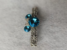 Load image into Gallery viewer, Crystal Mouse Ears Barrette Set for little Girls, Teal Rhinestone Barrettes, Blue Hair Clips for Children, Hair Accessories Gift for Her