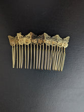 Load image into Gallery viewer, Gold Tone Butterflies Hair Comb, Large Bridal Wedding Combs,