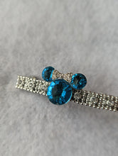 Load image into Gallery viewer, Crystal Mouse Ears Barrette Set for little Girls, Teal Rhinestone Barrettes, Blue Hair Clips for Children, Hair Accessories Gift for Her