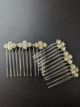 Load image into Gallery viewer, Silver & Gold Crystal Hair Combs Set for Any Occasion