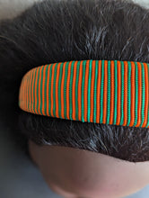 Load image into Gallery viewer, Wide Woven Lightly Padded Orange & Green Headband, Girl School Spirit Hairband For Her, Headbands for teens and women