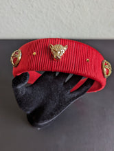 Load image into Gallery viewer, Red Beaded Gemstone Designer Headband, Solid Color Rhinestone Headband for Women, Gold-tone Leopard Headdress, Embellished Headbands,