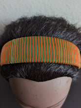 Load image into Gallery viewer, Wide Woven Lightly Padded Orange & Green Headband, Girl School Spirit Hairband For Her, Headbands for teens and women
