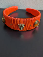 Load image into Gallery viewer, Orange Wide Padded Designer Headband for women, Elegant Wide Woven Embellished Hairband