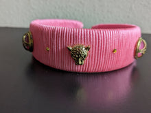 Load image into Gallery viewer, Elegant Pink Embellished Women Headband, Wide Woven Headbands, Golden Leopard Style Headbands