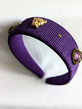 Load image into Gallery viewer, Wide Designer Headband for Her, Trendy Hairband, Elegant Embellished Headbands, Purple Headdress, Woven Hair Accessories,