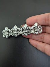 Load image into Gallery viewer, Silver Polished Fleur-de-lis Hair Barrette, New Orleans Saints Fan Hair Clips