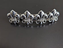 Load image into Gallery viewer, Silver Polished Fleur-de-lis Hair Barrette, New Orleans Saints Fan Hair Clips