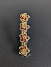 Load image into Gallery viewer, Red Flower Hair Barrette, Red Rhinestone Barrette, Crystal Rhinestone, Gold- Tone Barrettes for Her, Christmas Hair Jewelry
