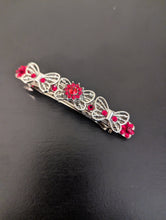 Load image into Gallery viewer, Stunning Silver Butterfly Barrette, Silver and Red gemstones Barrettes, Gift for Her, Silver Hair Clips