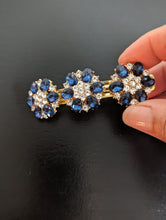 Load image into Gallery viewer, Stunning Navy Blue and Gold Rhinestone Barrette, Formal Navy Blue Hair Clip,