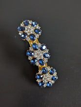 Load image into Gallery viewer, Stunning Navy Blue and Gold Rhinestone Barrette, Formal Navy Blue Hair Clip,