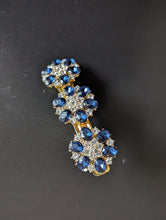 Load image into Gallery viewer, Stunning Navy Blue and Gold Rhinestone Barrette, Formal Navy Blue Hair Clip,