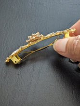 Load image into Gallery viewer, Nautica Anchors Barrette, Clear Rhinestone Barrette, Clear & Gold Clips, Clips for Her,