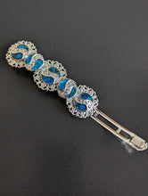 Load image into Gallery viewer, Beautiful Silver and blue Hair Barrette, Silver Hair Clip. Blue Shell Hair Barrette, Silver Hair Accessories