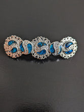 Load image into Gallery viewer, Beautiful Silver and blue Hair Barrette, Silver Hair Clip. Blue Shell Hair Barrette, Silver Hair Accessories