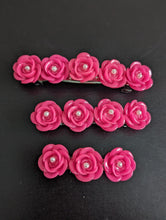 Load image into Gallery viewer, Rose Barrettes Sets for Girls, Flower Barrettes for her, Barrettes for School, Moms with Daughters, Mommy and me Barrettes