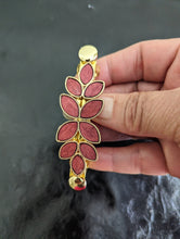 Load image into Gallery viewer, Burgundy / Brown Wooden Leaf Hair Barrettes, Wooden Hair Clips for Women