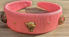 Load image into Gallery viewer, Elegant Pink Embellished Women Headband, Wide Woven Headbands, Golden Leopard Style Headbands