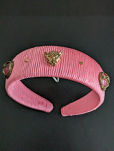 Load image into Gallery viewer, Elegant Pink Embellished Women Headband, Wide Woven Headbands, Golden Leopard Style Headbands