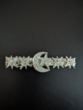 Load image into Gallery viewer, Whimsical Silver Crescent Moon & Star Alligator Clips