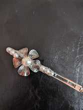 Load image into Gallery viewer, Handmade Silver & Pearl Flower Barrette for Any Occasion. Vintage Style Hair Accessories