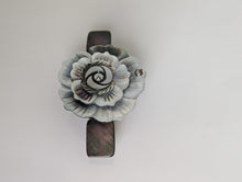 Load image into Gallery viewer, Gray Abalone Flower Barrette for Her, Gray Floral Hair Accessories, Shell Barrette,