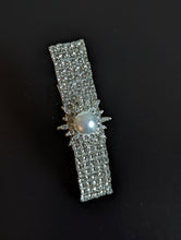 Load image into Gallery viewer, Pearl & Clear Rhinestone Barrette for Women, Silver Flower Rhinestone Hair Clips