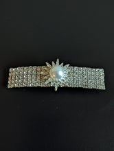Load image into Gallery viewer, Pearl & Clear Rhinestone Barrette for Women, Silver Rhinestone Hair Clips
