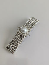Load image into Gallery viewer, Pearl & Clear Rhinestone Barrette for Women, Silver Flower Rhinestone Hair Clips