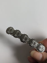 Load image into Gallery viewer, Silver Concho Hair Barrette for Southwestern Girl, Boho Hair Barrettes for Cowgirls, Silver Flower Hair Clips,