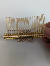 Load image into Gallery viewer, Gold-tone Pink & Clear Butterfly Rhinestone Hair Comb for Her, Elegant Rhinestone Hair Accessories, Summer Hair Combs, Wedding Hair Jewelry