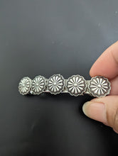 Load image into Gallery viewer, Silver Concho Hair Barrette for Southwestern Girl, Boho Hair Barrettes for Cowgirls, Silver Flower Hair Clips,