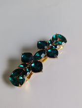 Load image into Gallery viewer, Lovely Emerald Green Rhinestone Hair Barrette for Any Occasion, Green & Gold Hair Clips for Women, Hair Accessories Gift for Her,
