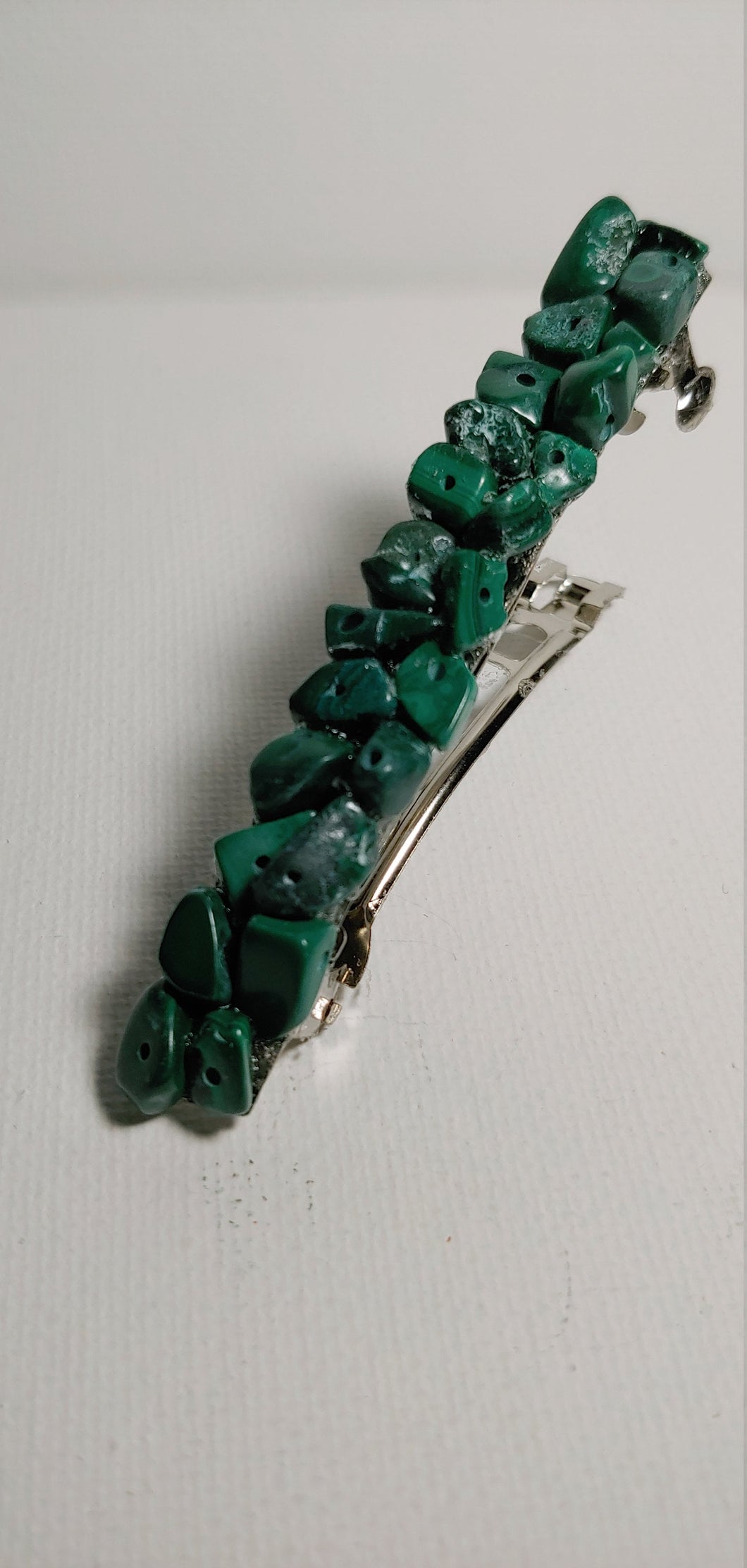 Jade Green Hair Barrette, Jade Glass Beaded Barrettes, Beaded Barrettes, Beaded Hair Clips, Gift for Her