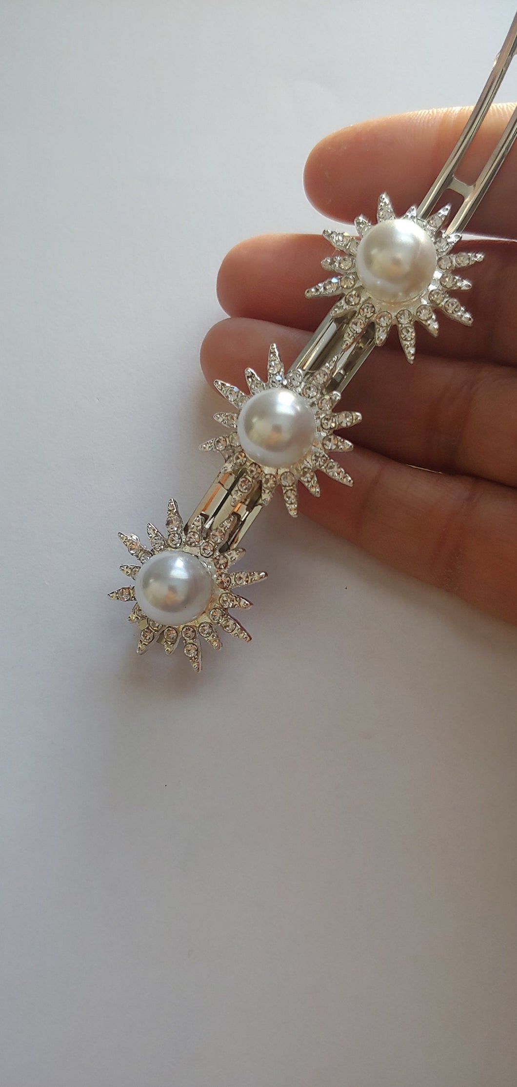 Sparkling Rhinestone and Pearl Barrette, Rhinestone Barrette, Pearl Barrette, Wedding Hair Clip, Hair Barrette, Pearl Barrette