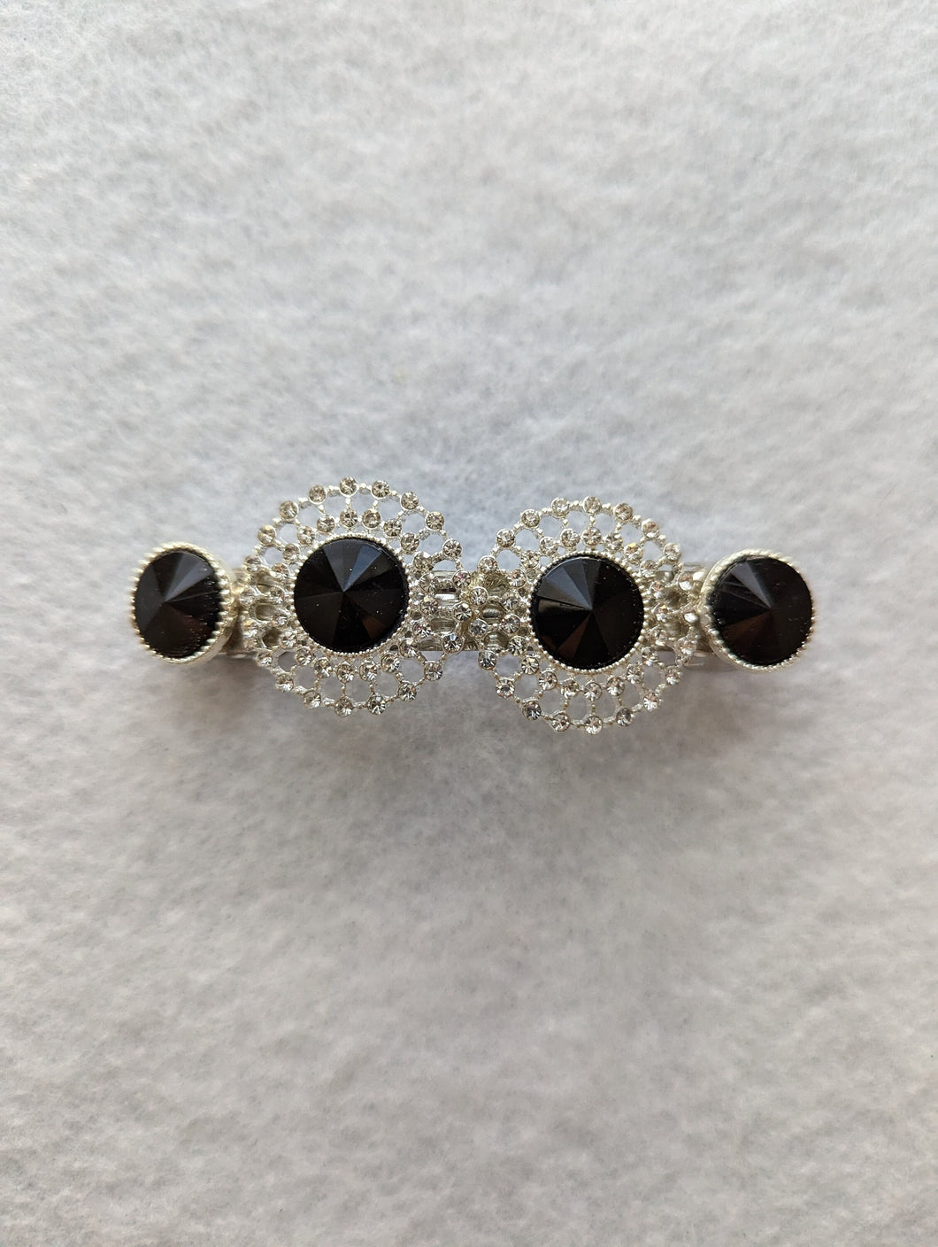 Birthstone Hair Barrette, Black Rhinestone Barrette, Vintage Style Barrette, Silver Barrette, Women Hair Clips
