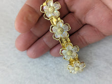 Load image into Gallery viewer, Yellow &amp; White Floral Hair Barrette , Gold-Tone Summer Hair Clips for Her
